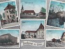 Nádraí v Budyni nad Ohí na dobové pohlednici