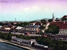 Nádraí v Roudnici nad Labem na dobové pohlednici