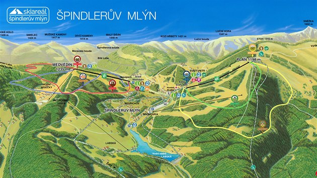 Mapa Skiarelu pindlerv Mln