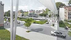 Vizualizace ukazuje, jak ml vypadat nový terminál v centru Jablonce podle pvodního návrhu. Kvli píli vysoké cen muselo msto z nkterých pedstav slevit.