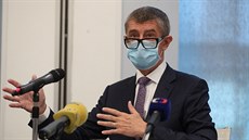 Premiér Andrej Babi na tiskové konferenci k prbhu pandemie covid-19 a jejím...