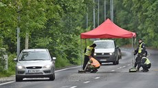 Vojáci, policisté a pracovní Technických slueb ve Hensku odklízí zátarasy na...