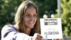 Karolína Plíková na tiskové konferenci ped turnajem na tvanici.