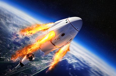 Posádka prvního soukromého kosmického letu Muskovy spolenosti Space X mla na...