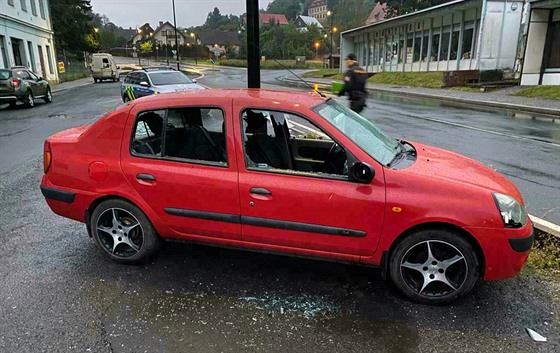 Výtrník rozmlátil auto sekerou.