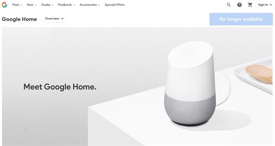 Chytrý reproduktor Google Home se již v obchodu Googlu nedá objednat.