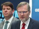 Poslanec ODS Petr Fiala hovoí na tiskové konferenci ped jednáním Snmovny....