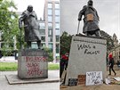 Posprejovaná socha Winstona Churchilla v Praze na ikov a její londýnská...