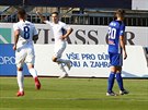 Liberecký  Jakub Peek se raduje ze vstelení gólu v semifinále poháru v...