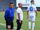 Liberecký trenérPavel Hoftych bhem semifinále poháru v Olomouci.