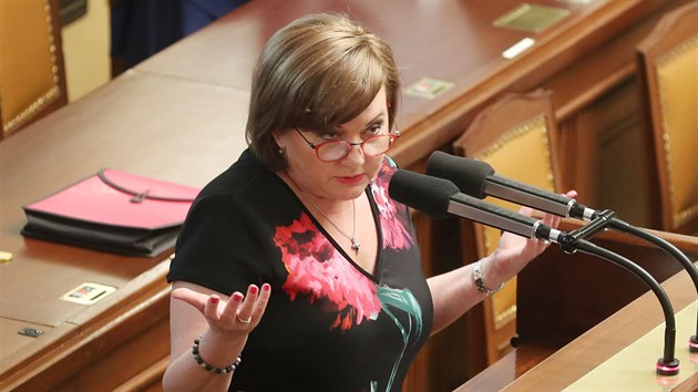 Ministryně financí Alena Schillerová při úterním jednání Poslanecké sněmovny. (16. června 2020)