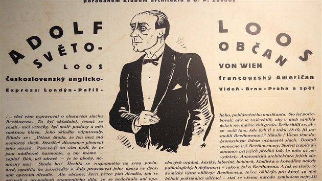 Adolf Loos se považoval za světoobčana. Svědčí o tom i tato pozvánka na jeho přednášku.