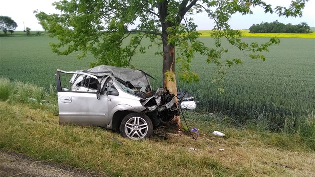 U Vrbic na Litomicku narazilo auto do stromu. Dva lid nepeili, dal je zrann.