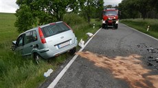 U Červeného Hrádku na Jindřichohradecku se střetly Škoda Octavia a Ford Fusion....