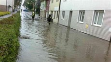 Dolní ást árské ulice v Novém Mst na Morav v nedli opt zalila voda.