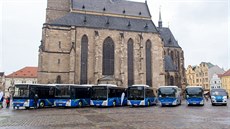 Společnost Arriva představila na plzeňském náměstí Republiky nové autobusy....