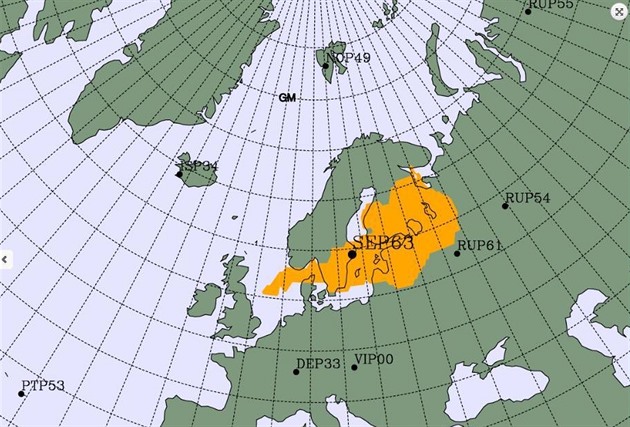 Moná oblast pvodu radioaktivních ástic, detekovaných nad severní Evropou