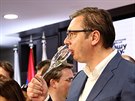 Srbský prezident Aleksandar Vui bhem parlamentních voleb (21. ervna 2020)