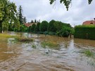 eka Lodrantka se vylila z koryta v Dolní Rovni. (29. ervna 2020)