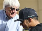 Bernie Ecclestone a Lewis Hamilton (Bahrajn, 16. dubna 2015)