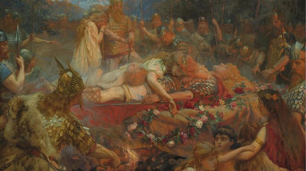 Smrt vikinského bojovníka podle malíře Charlese Ernesta Butlera