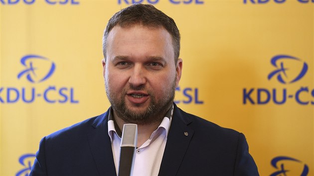 Předseda KDU-ČSL Marian Jurečka na konferenci k představení kandidátů do senátních voleb. (25. června 2020)
