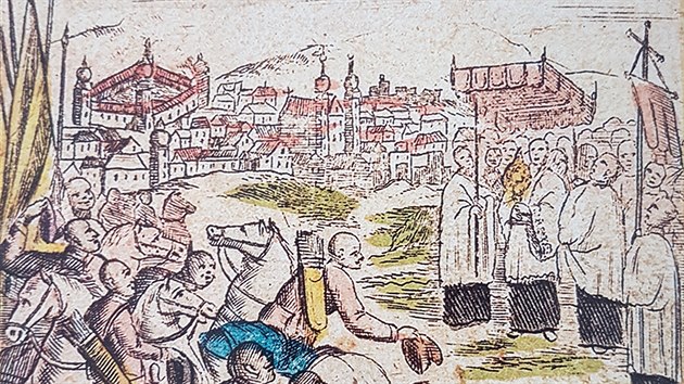 Proti čtyřem tisícům lisovčíků vyšel Jan Sarkander 6. února 1620 z Holešova v čele prosebného průvodu, v rukou měl monstranci s Nejsvětější Svátostí. Celé vojsko před ním padlo na kolena a město ušetřilo.