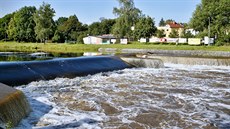 Rozvodnná eka Male na Malém jezu v eských Budjovicích (22. ervna 2020)