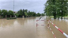 Povodně v Horní a Dolní Rovni. Okolí tam zatopila řeka Lodrantka. (29. června...