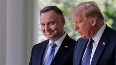 Polský prezident Andrzej Duda po boku svého amerického protjku Donalda Trumpa...