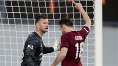 Sparanský útoník Libor Kozák se raduje z gólu, který práv vstelil do sít...