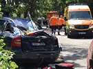 Nehoda dvou aut na dlnici D4 u Jlovit (4. ervence 2020)