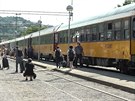 Cestující vystupují z vlaku RegioJetu v chorvatské Rijece. (1. ervence 2020)