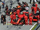 Sebastian Vettel z Ferrari se chystá na závod formule 1 v Rakousku.