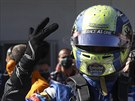 Lando Norris z McLarenu slaví tetí místo ve Velké cen Rakouska.