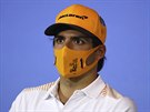 Carlos Sainz Jr. ze stáje McLaren na tiskové konferenci