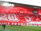 Choreo slávistických fanouk bhem derby se Spartou.