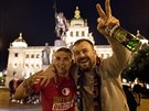 Fotbalisté Slavie se v rámci mistrovských oslav objevili i na Václavském...