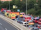 Vn nehoda zablokovala vjezd z Prahy po dlnici D1