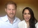 Princ Harry a vévodkyn Meghan bhem videohovoru s lidmi z platformy The...