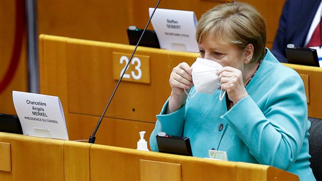 Nmeck kanclka Angela Merkelov v Bruselu pedstavila zsadn cle nadchzejcho plronho pedsednictv sv zem. (8. ervence 2020)