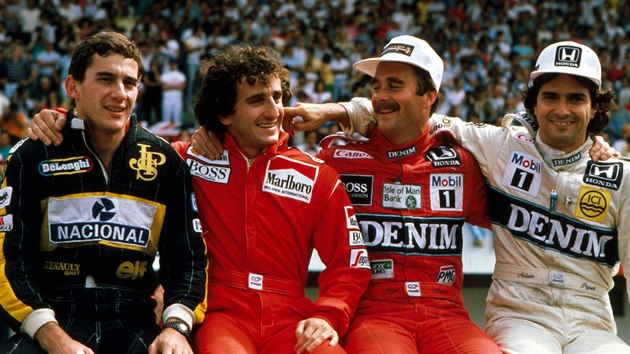 Ayrton Senna, Alain Prost, Nigel Mansell a Nelson Piquet