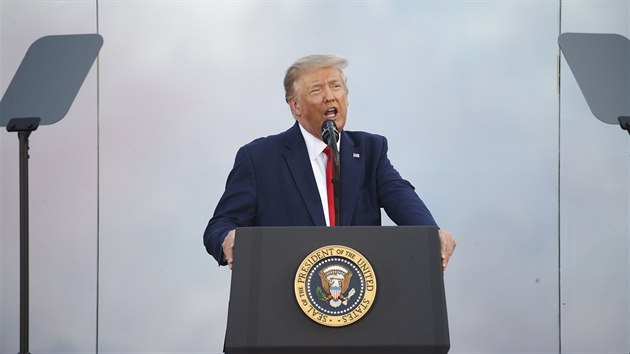 Prezident Donald Trump bhem projevu ke Dni nezvislosti. (4. ervenec 2020)