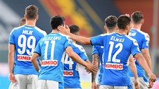 Gólová oslava fotbalist� Neapole.