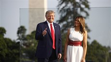 Prezident Donald Trump a první dáma Melania Trumpová během oslav ke Dni...