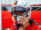 Sebastian Vettel ze stáje Ferrari na okruhu v Budapeti