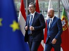 Srbský prezident Aleksandar Vui je v Bruselu vítán pedsedou Evropské rady...