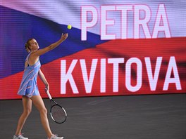 Petra Kvitová bhem exhibice na berlínském letiti