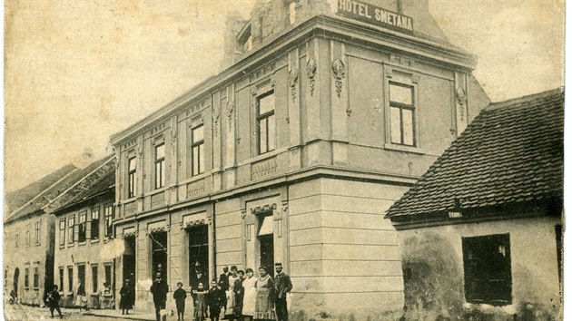Hotel Smetana v Soukenick ulici. Autor fotografie, kter vznikla kolem roku 1905 je neznm.