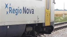 U Chrudimi vykolejil vlak RegioNova pi vjezdu do stanice. (15. ervence 2020)